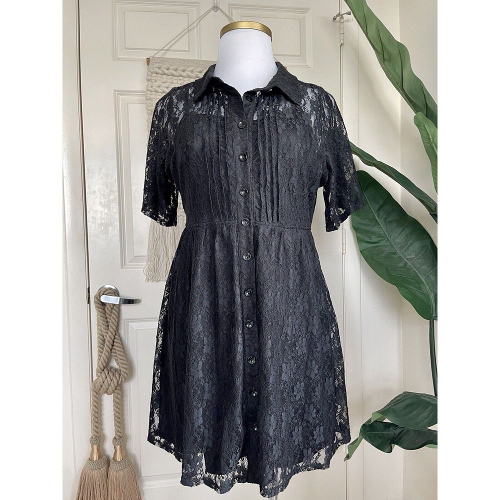 Dots‎ Women's Lace Dress Size 14/16 Short Sleeve 1X Lightweight Fit & Flare
